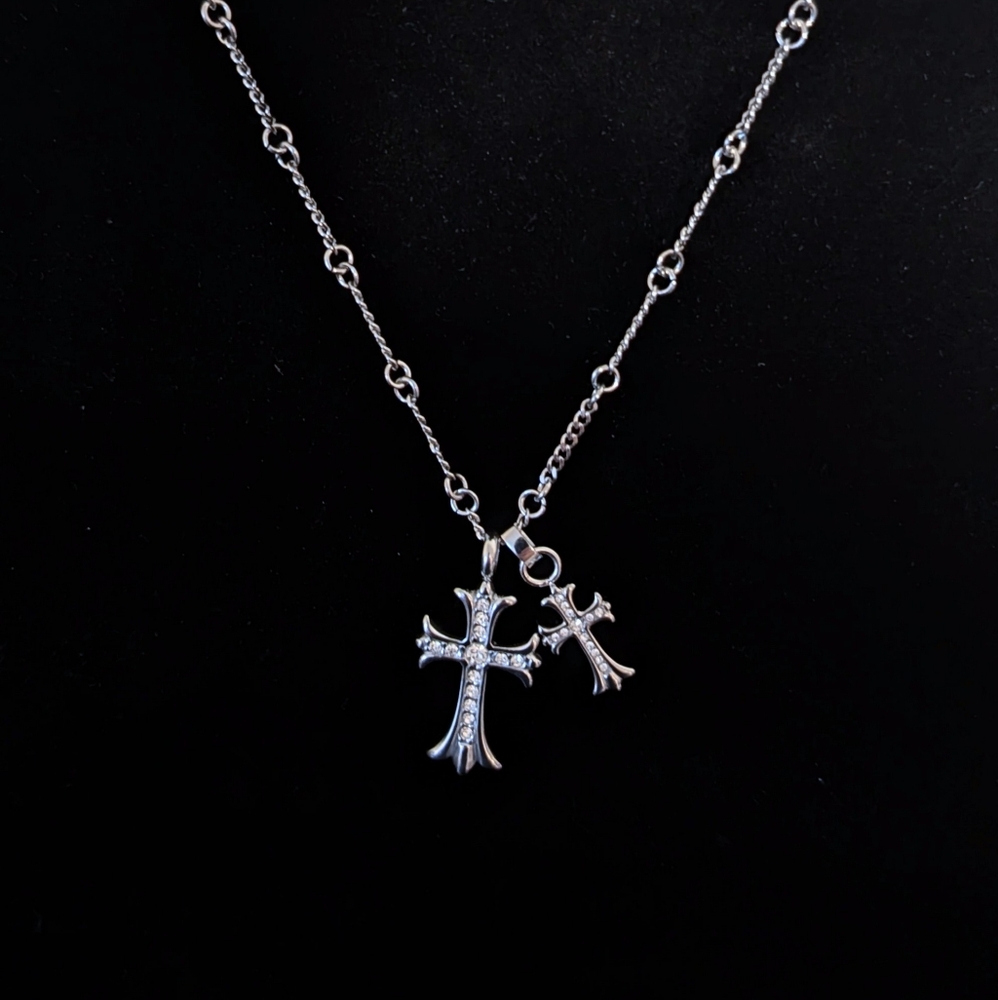 Reversible Double Cross Pendant Necklace